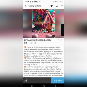 Extra weight shipping label